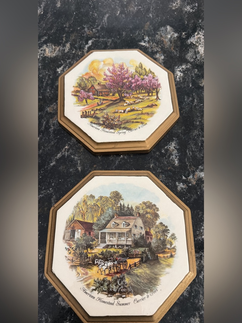 Currier & Ives American Homestead Plaques/trivet